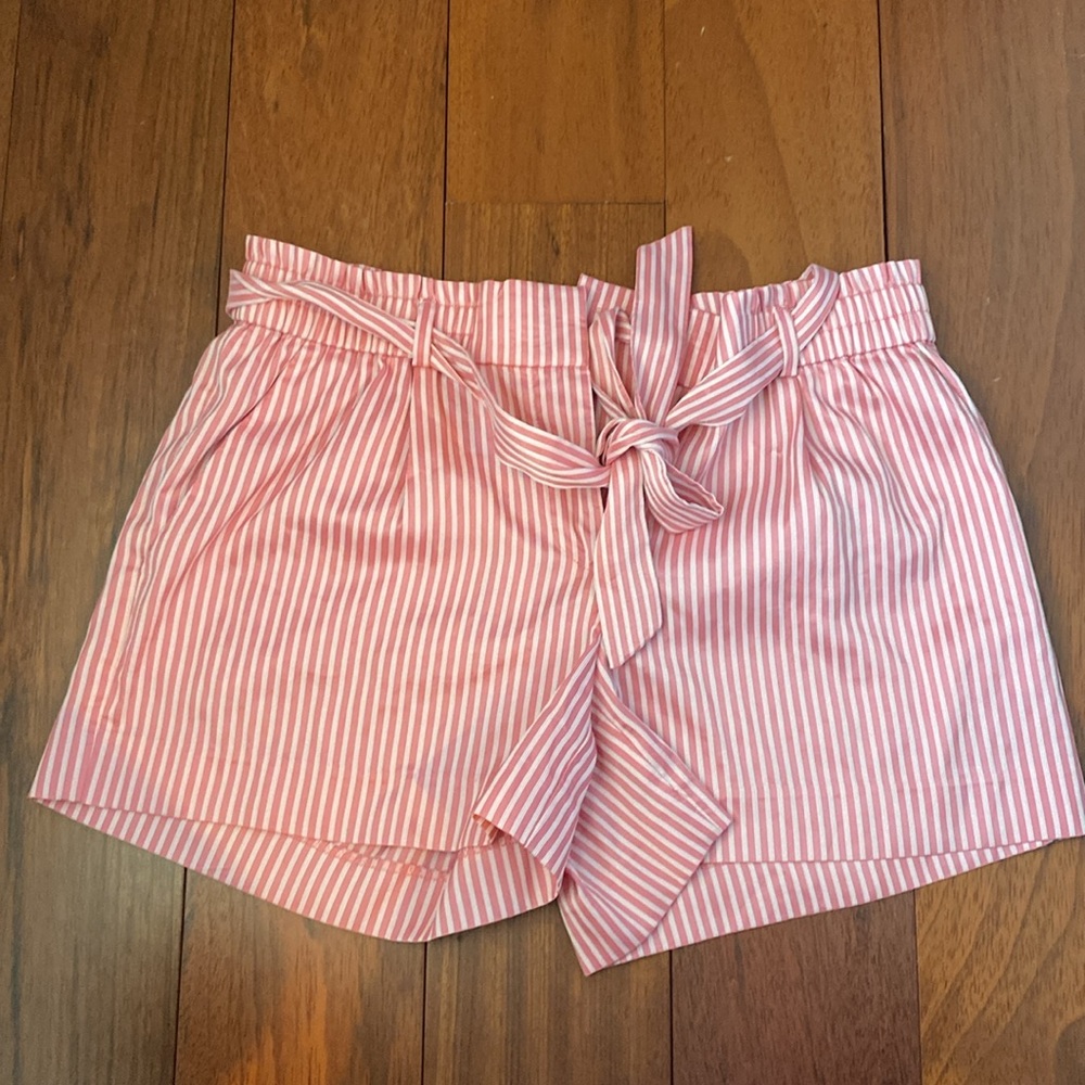 Pink and white striped LOFT shorts